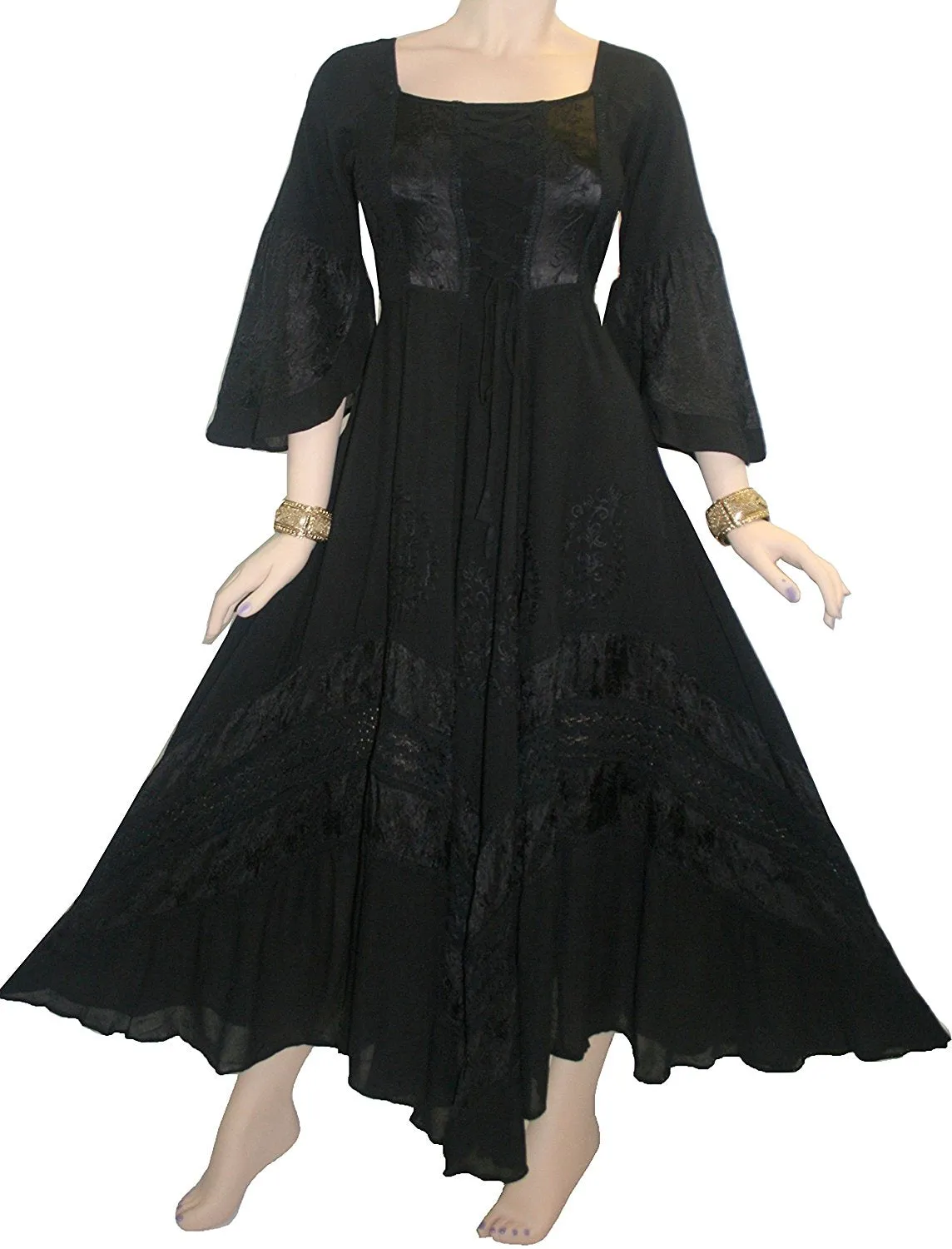 106 DR Royal Victorian Embroidered Flare Hem Corset Dress Gown