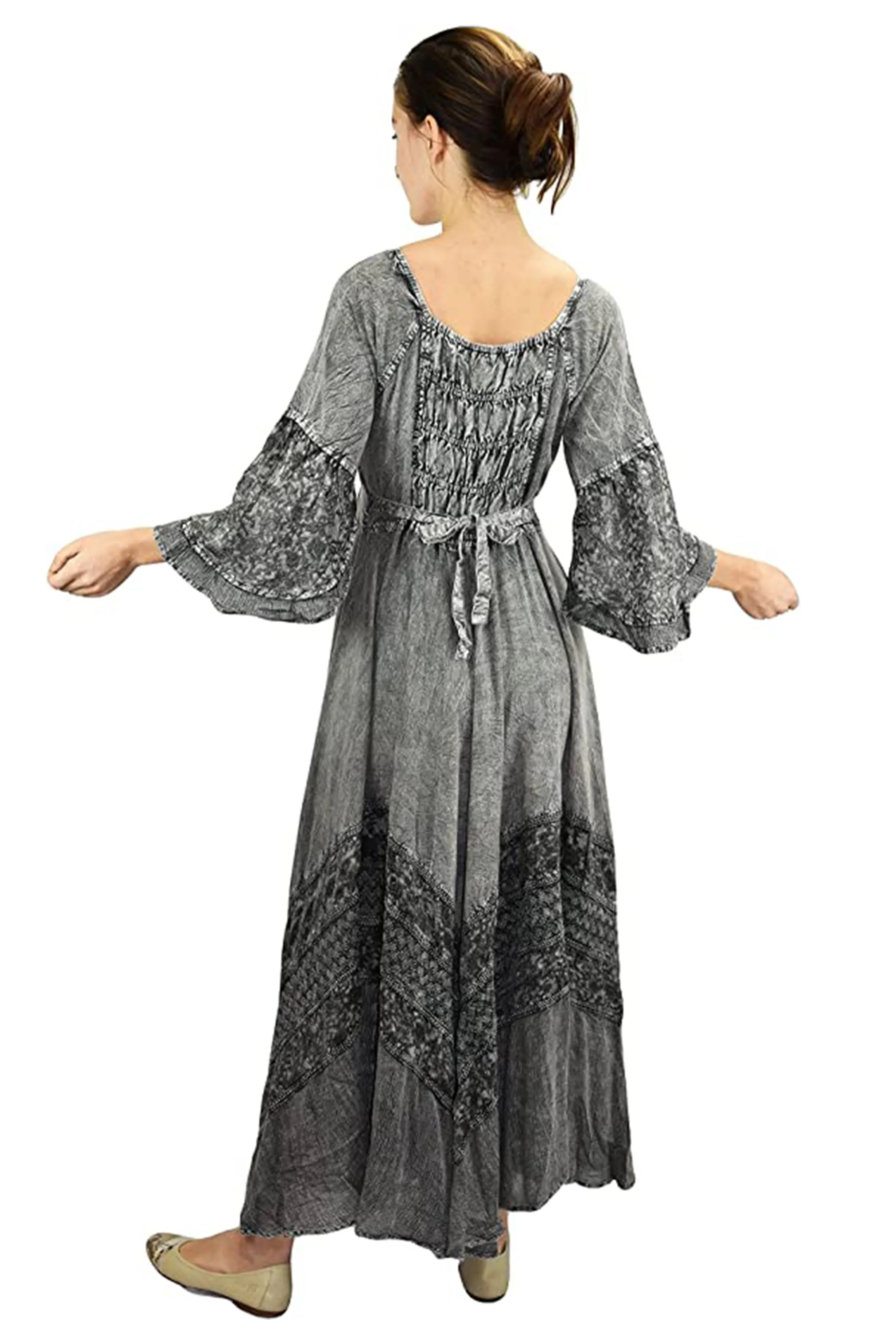 106 DR Royal Victorian Embroidered Flare Hem Corset Dress Gown