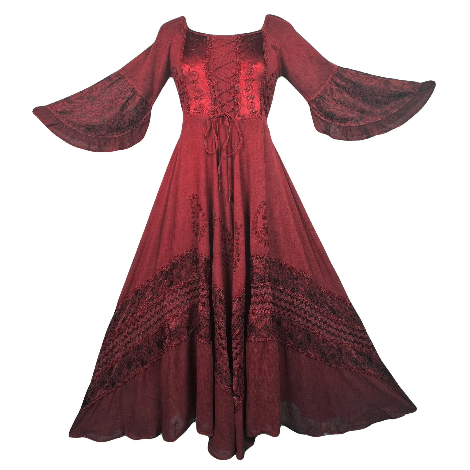 106 DR Royal Victorian Embroidered Flare Hem Corset Dress Gown