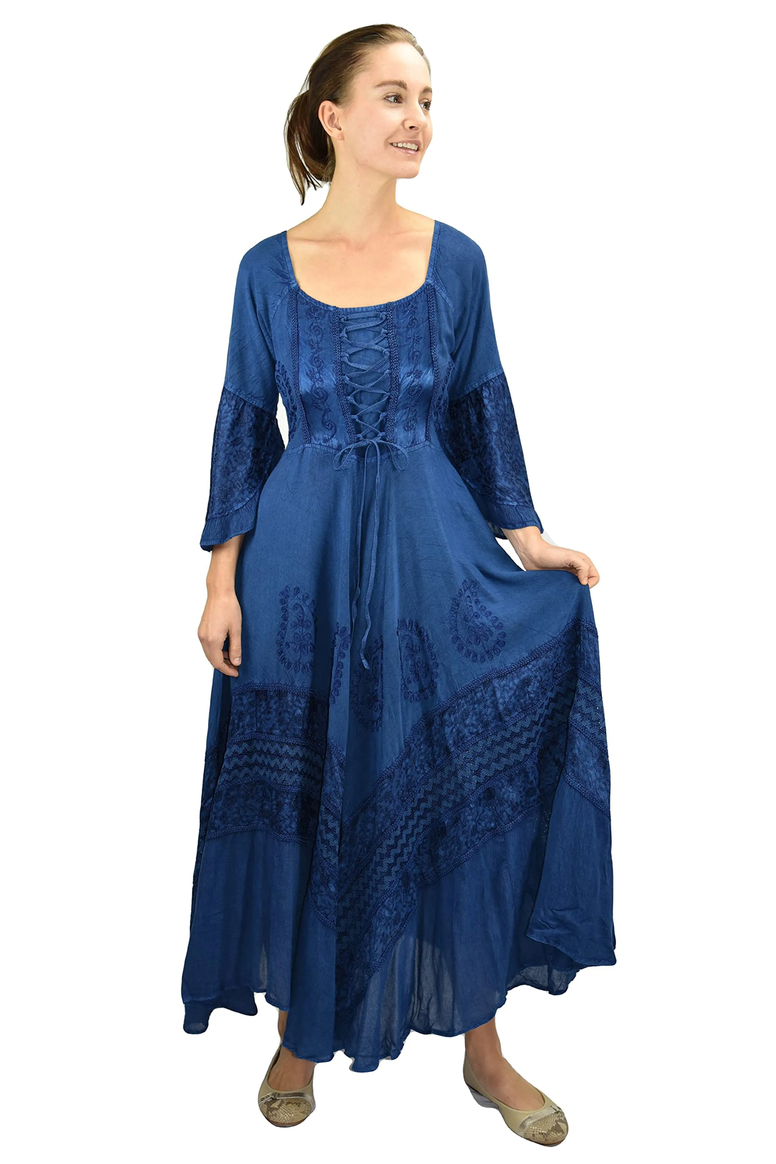 106 DR Royal Victorian Embroidered Flare Hem Corset Dress Gown