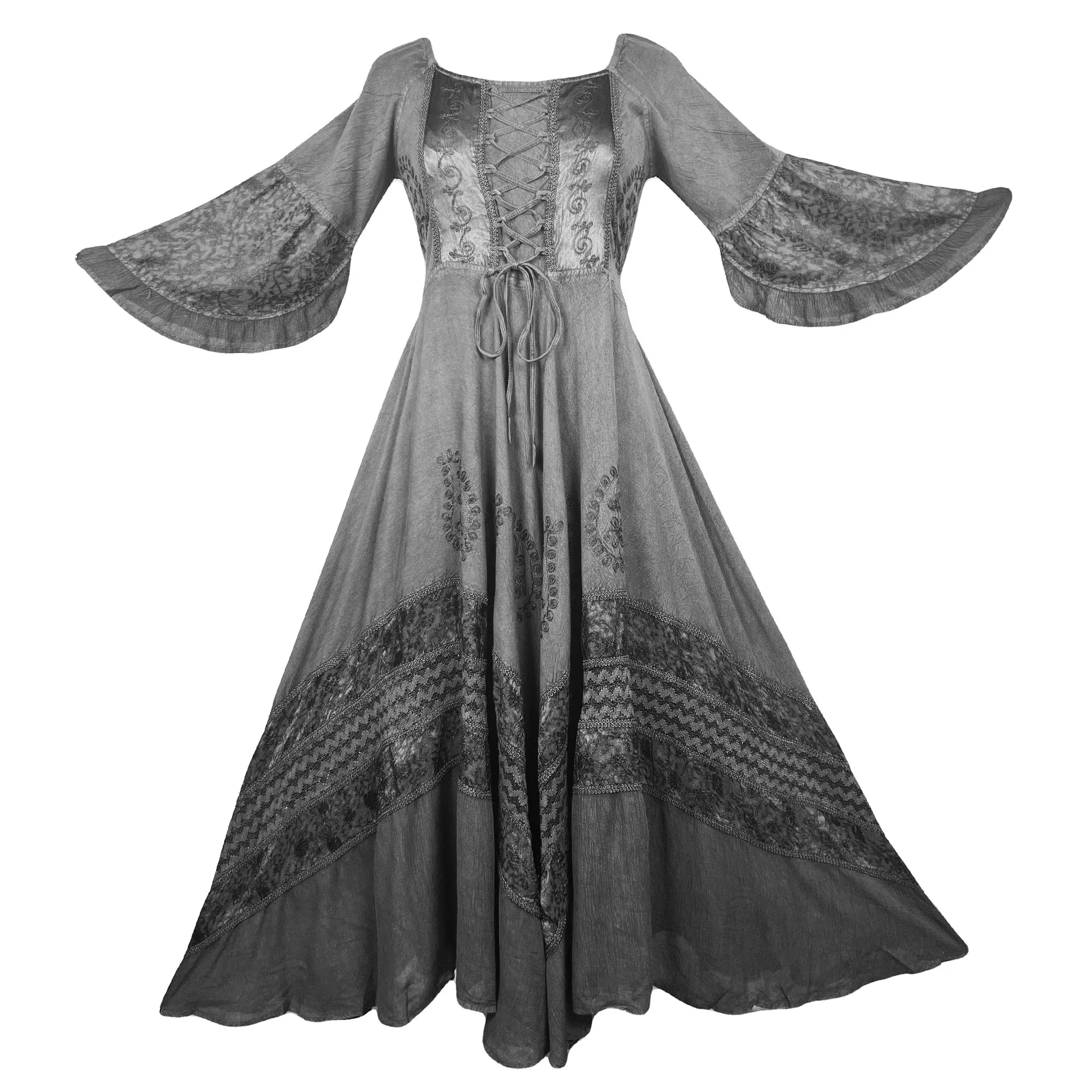 106 DR Royal Victorian Embroidered Flare Hem Corset Dress Gown