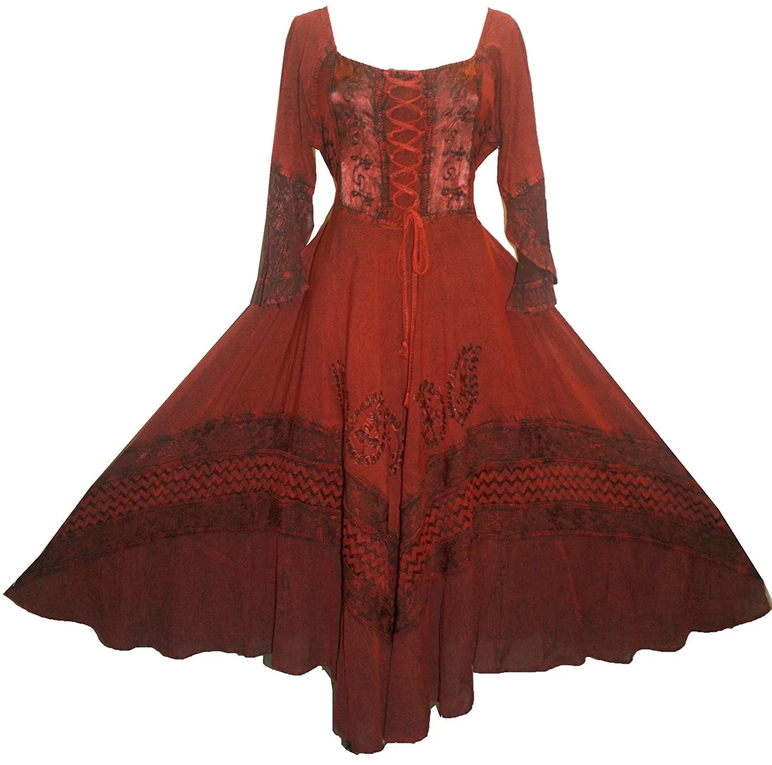 106 DR Royal Victorian Embroidered Flare Hem Corset Dress Gown