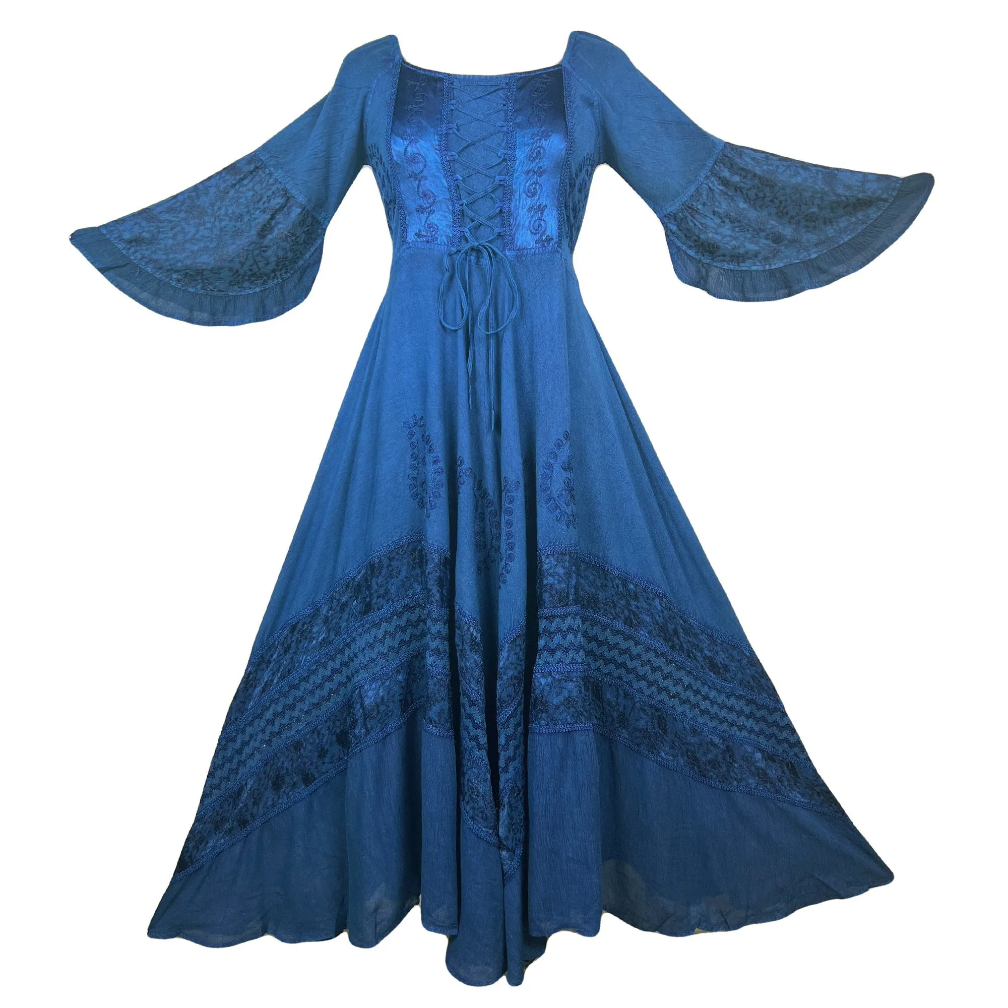 106 DR Royal Victorian Embroidered Flare Hem Corset Dress Gown