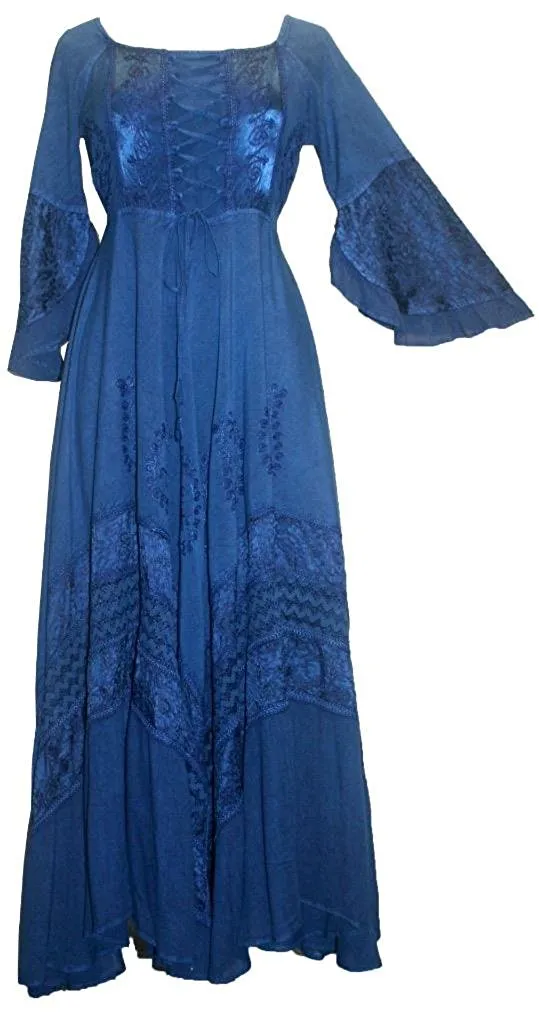 106 DR Royal Victorian Embroidered Flare Hem Corset Dress Gown