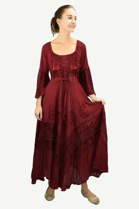 106 DR Royal Victorian Embroidered Flare Hem Corset Dress Gown