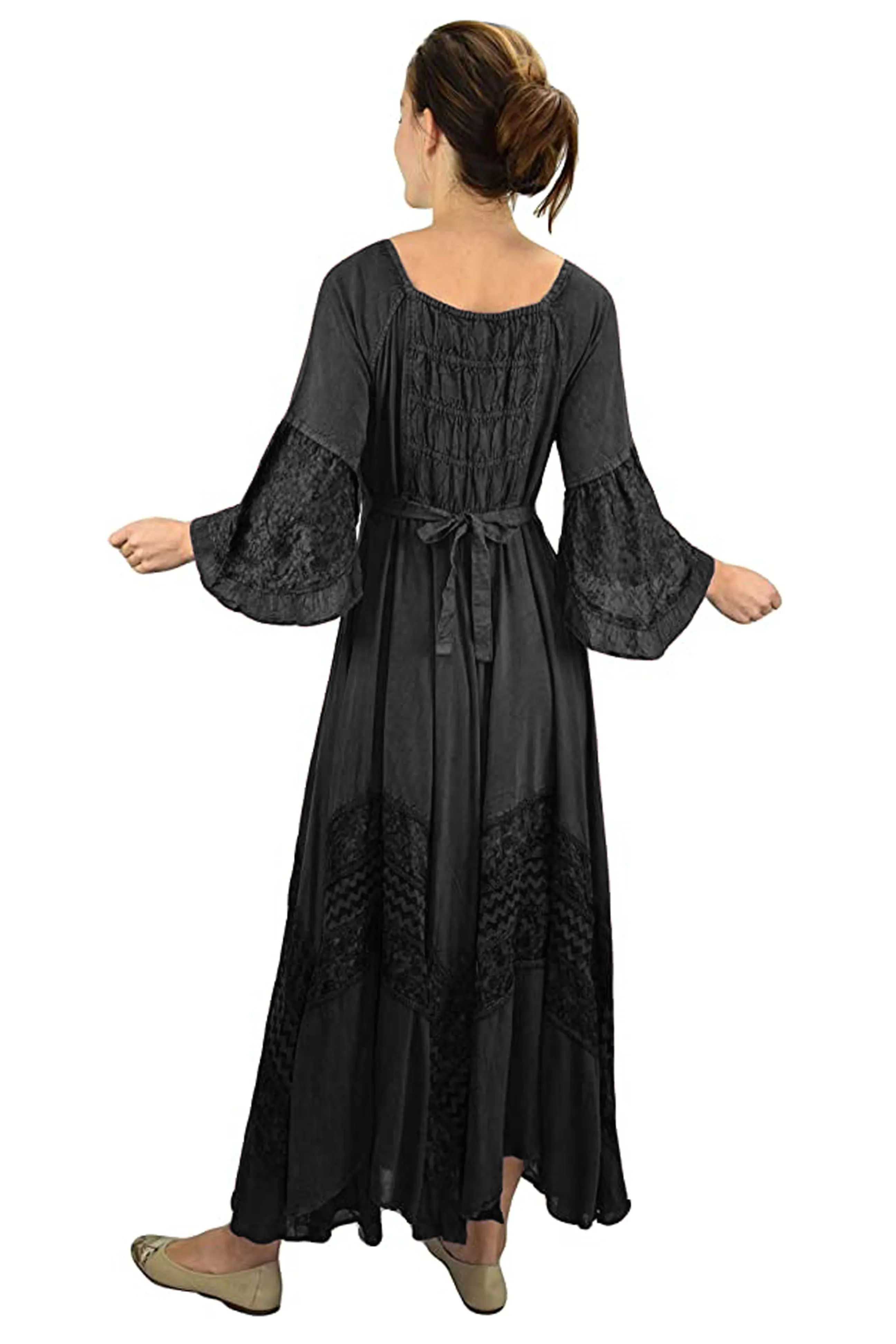 106 DR Royal Victorian Embroidered Flare Hem Corset Dress Gown