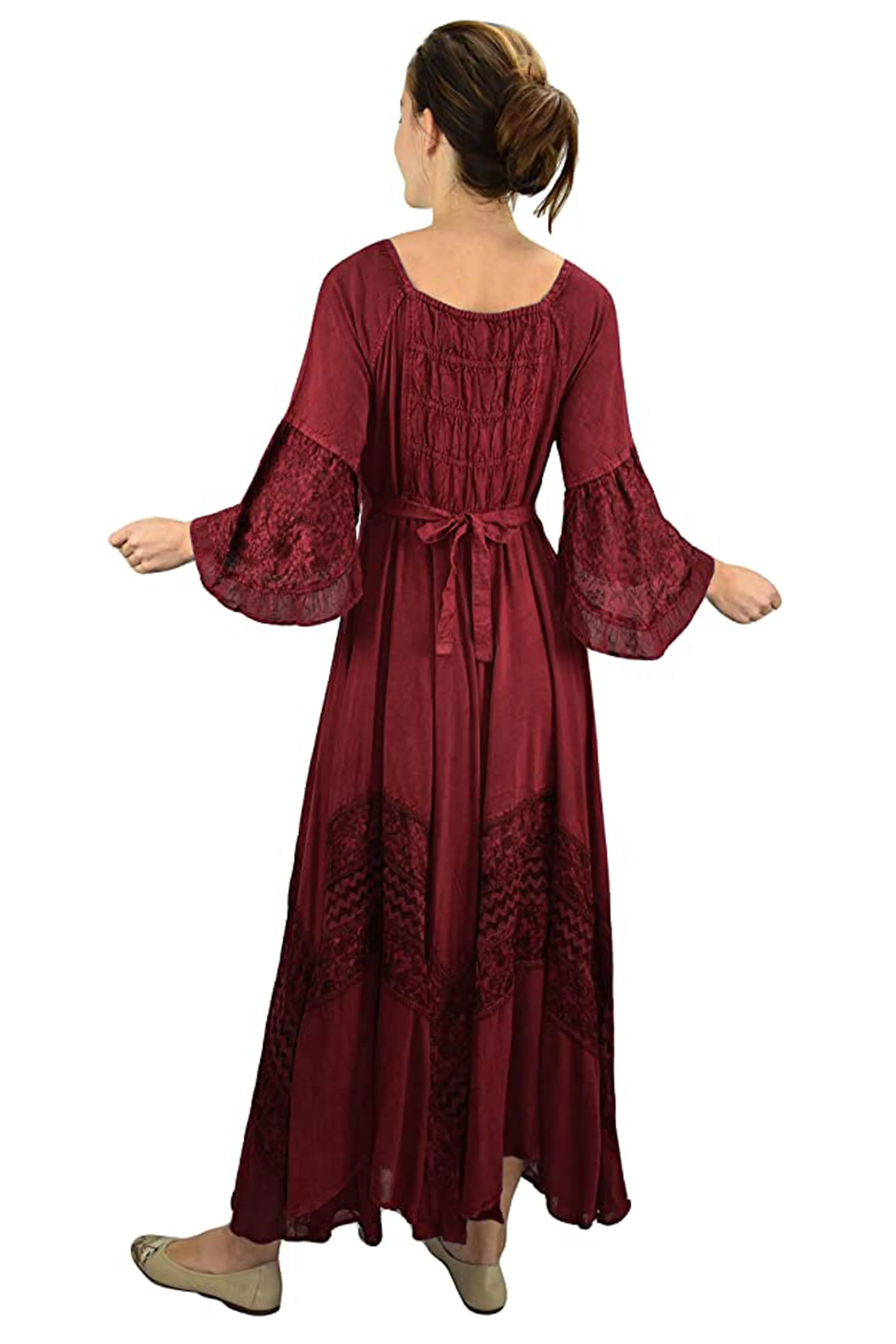 106 DR Royal Victorian Embroidered Flare Hem Corset Dress Gown