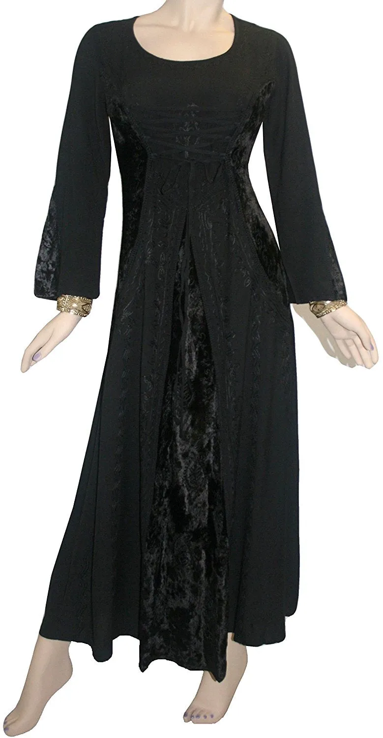 204 DR Scooped Neck Bohemian Corset Long Dress Gown