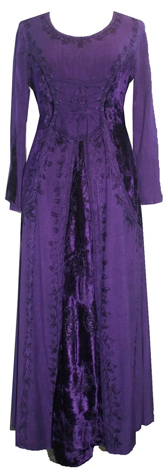 204 DR Scooped Neck Bohemian Corset Long Dress Gown