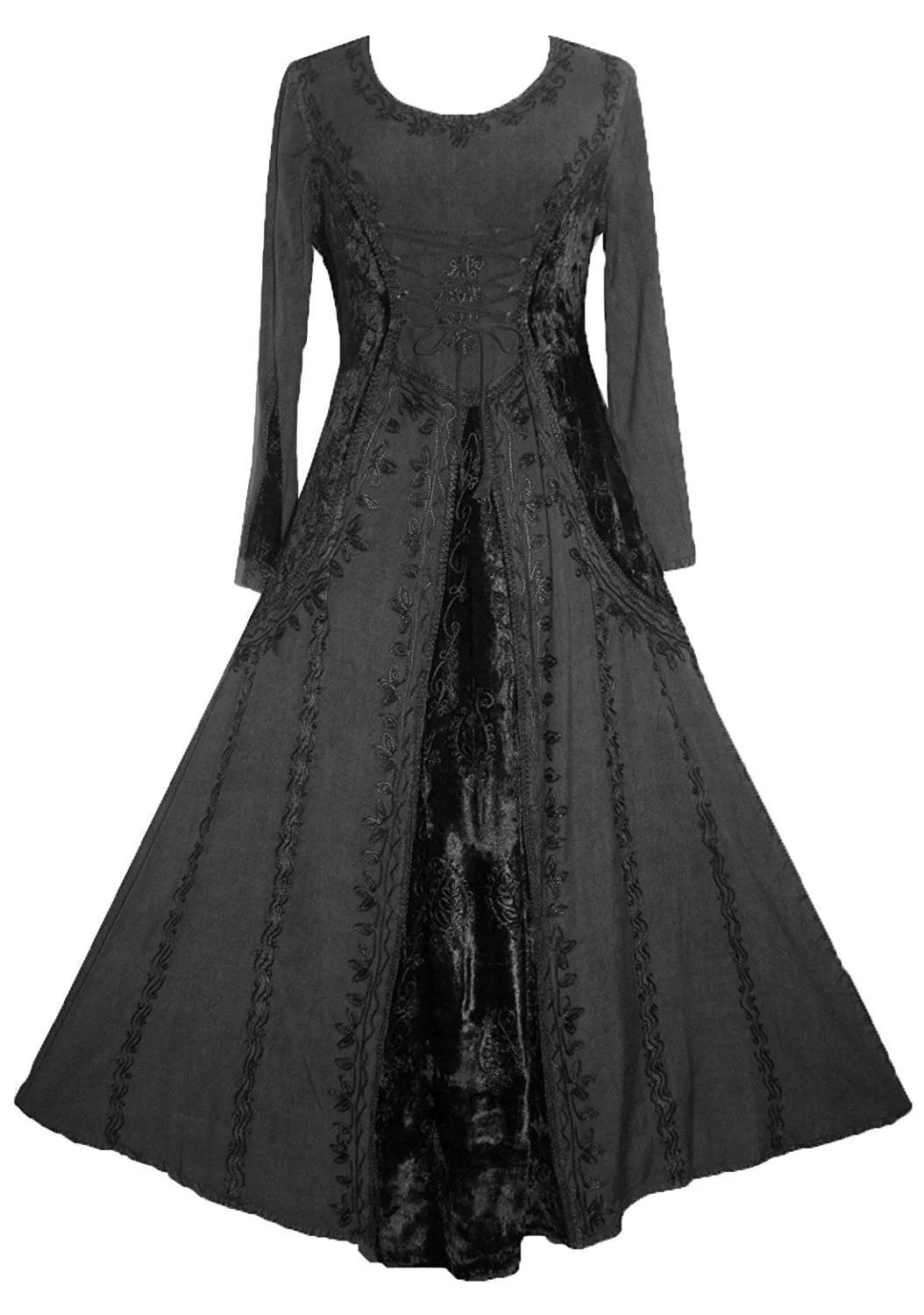 204 DR Scooped Neck Bohemian Corset Long Dress Gown