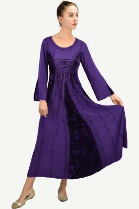 204 DR Scooped Neck Bohemian Corset Long Dress Gown