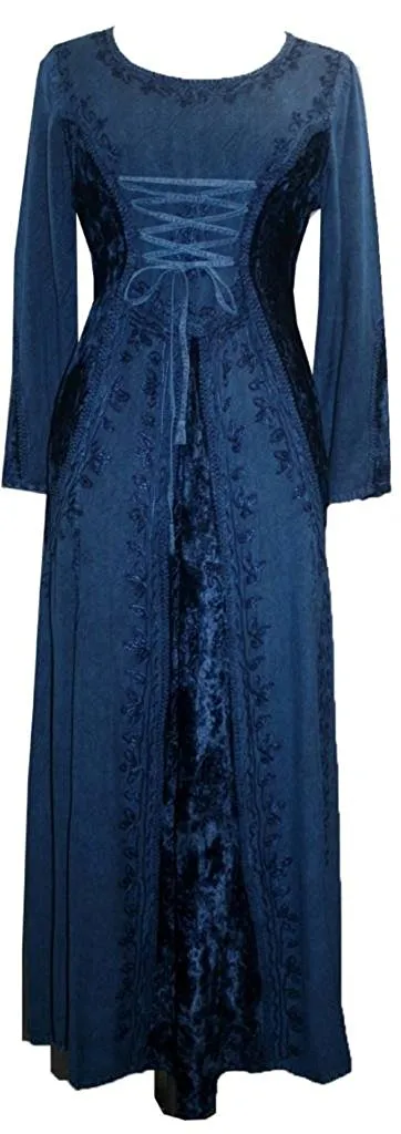 204 DR Scooped Neck Bohemian Corset Long Dress Gown