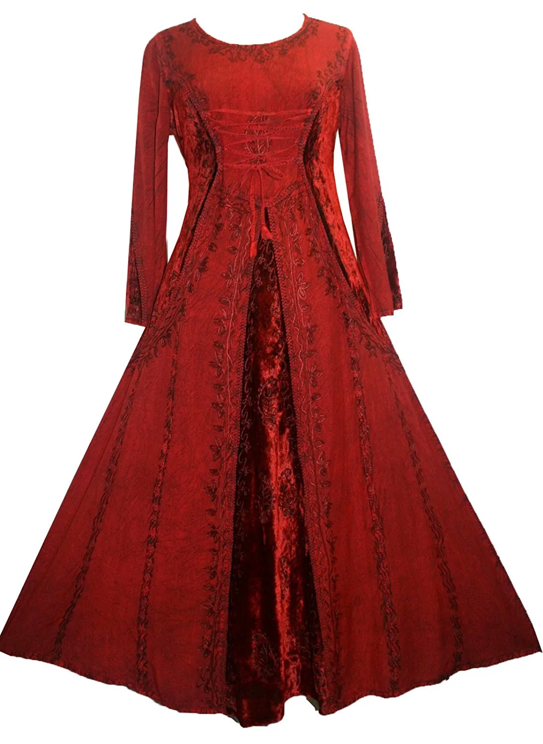 204 DR Scooped Neck Bohemian Corset Long Dress Gown