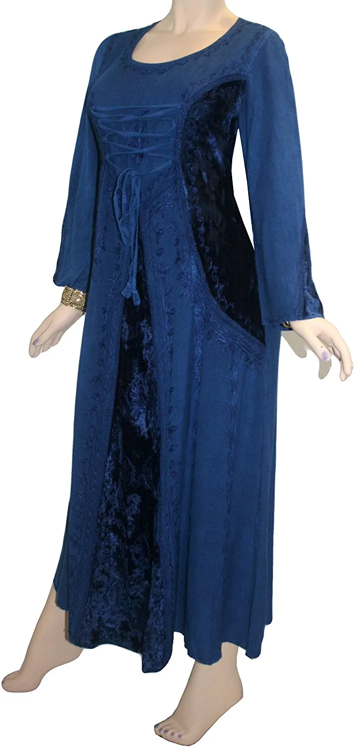 204 DR Scooped Neck Bohemian Corset Long Dress Gown