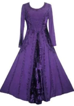 204 DR Scooped Neck Bohemian Corset Long Dress Gown