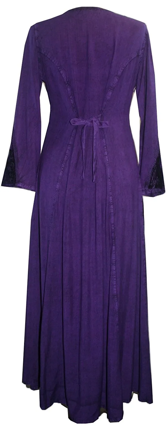 204 DR Scooped Neck Bohemian Corset Long Dress Gown