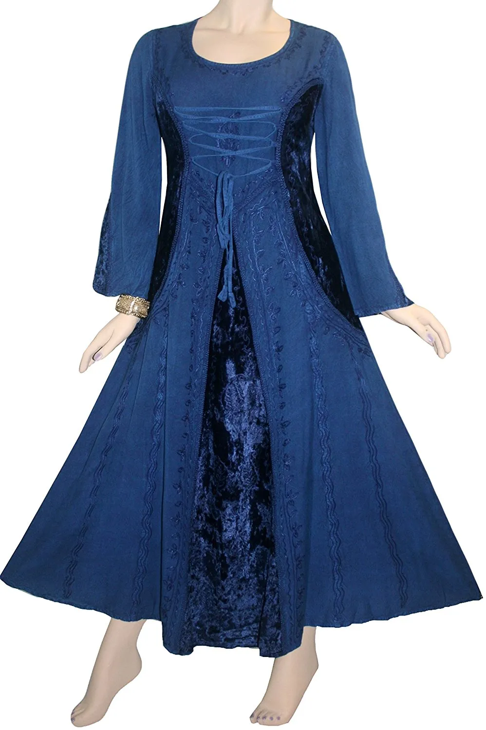204 DR Scooped Neck Bohemian Corset Long Dress Gown