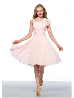 Aimishang   A-Line Empire Elegant Engagement Cocktail Party Dress Jewel Neck Sleeveless Knee Length Chiffon with Ruched