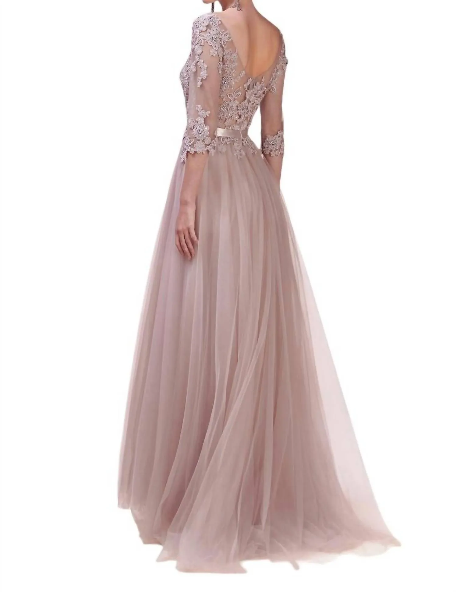 Andrea & Leo Couture - DUSTY FLORAL SLEEVE GOWN
