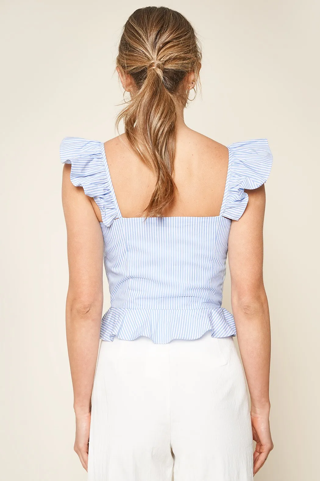 Averi Striped Lace Up Peplum Top