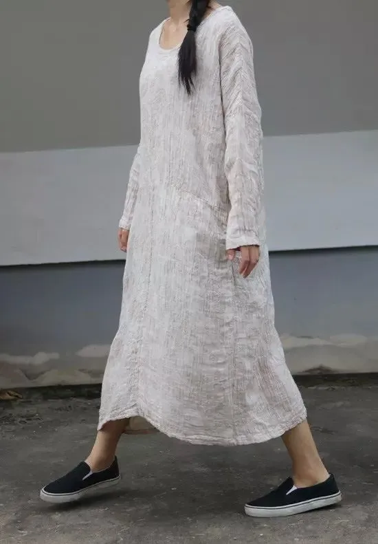 Beige leaf print loose gown,women caftan,batwing sleeve autumn and spring maxi dress,long tunic dress,loose robe,plus size clothing,bust>160cm