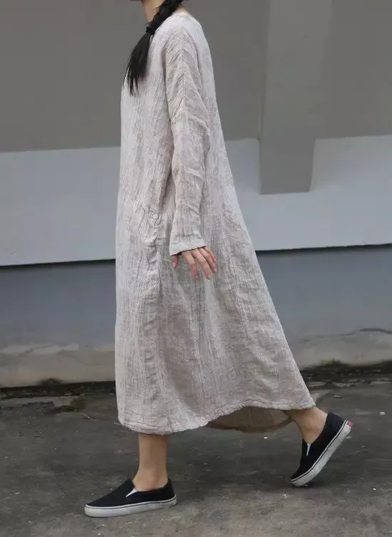 Beige leaf print loose gown,women caftan,batwing sleeve autumn and spring maxi dress,long tunic dress,loose robe,plus size clothing,bust>160cm