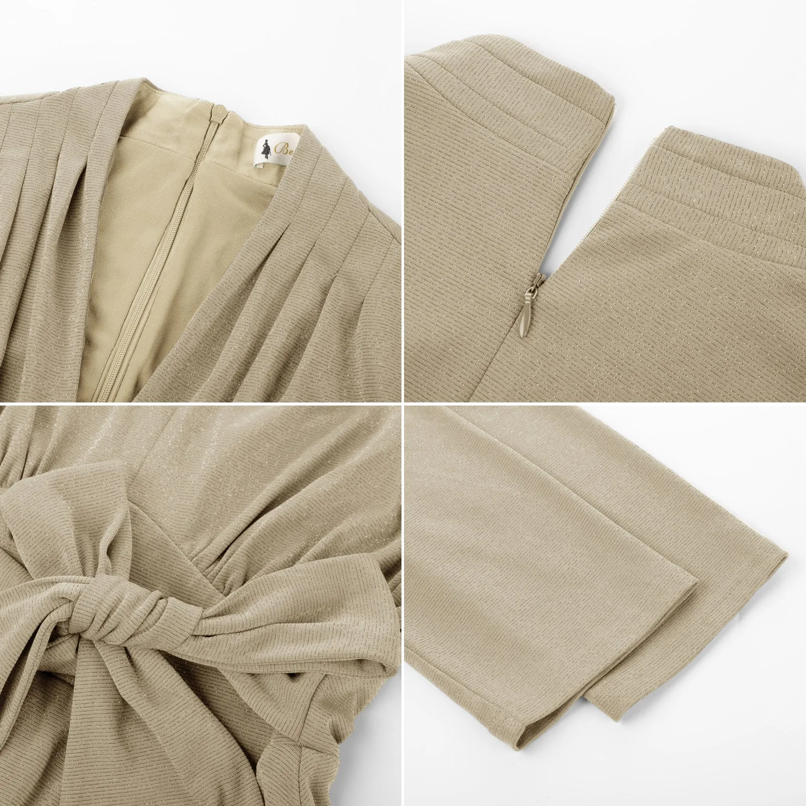 BP Women Vintage Empire Waist Dress 3/4 Sleeve V-Neck Flared A-Line Dress
