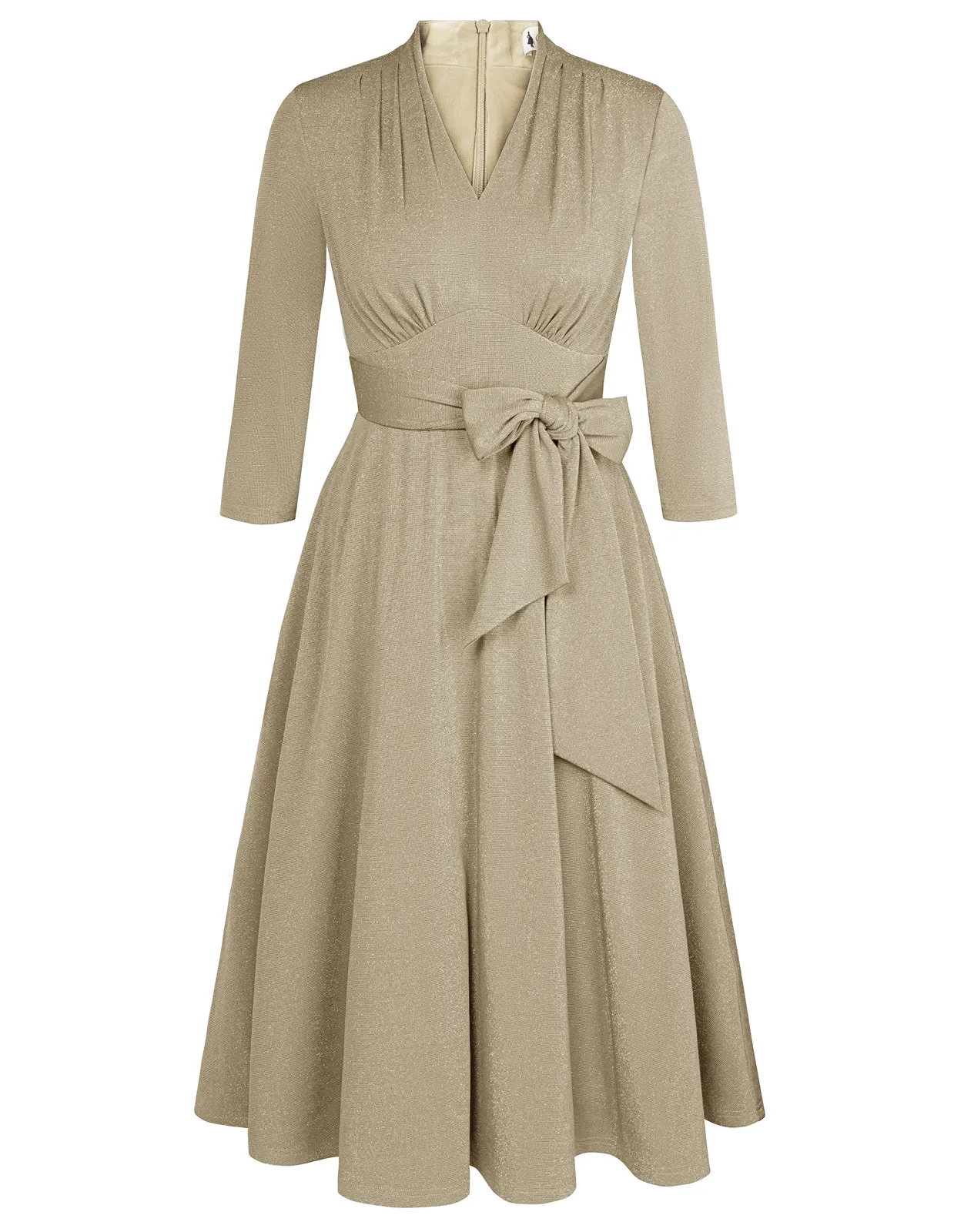 BP Women Vintage Empire Waist Dress 3/4 Sleeve V-Neck Flared A-Line Dress