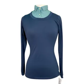 Callidae 'The Practice' Long Sleeve Shirt in Navy/Evergreen Hash - Women's Small