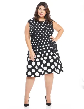 Cap Sleeve Graduated Dot Dress