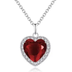 Classic Full Rhinestone Peach Heart Pendant Elegant Women Wholesale Necklace - Red