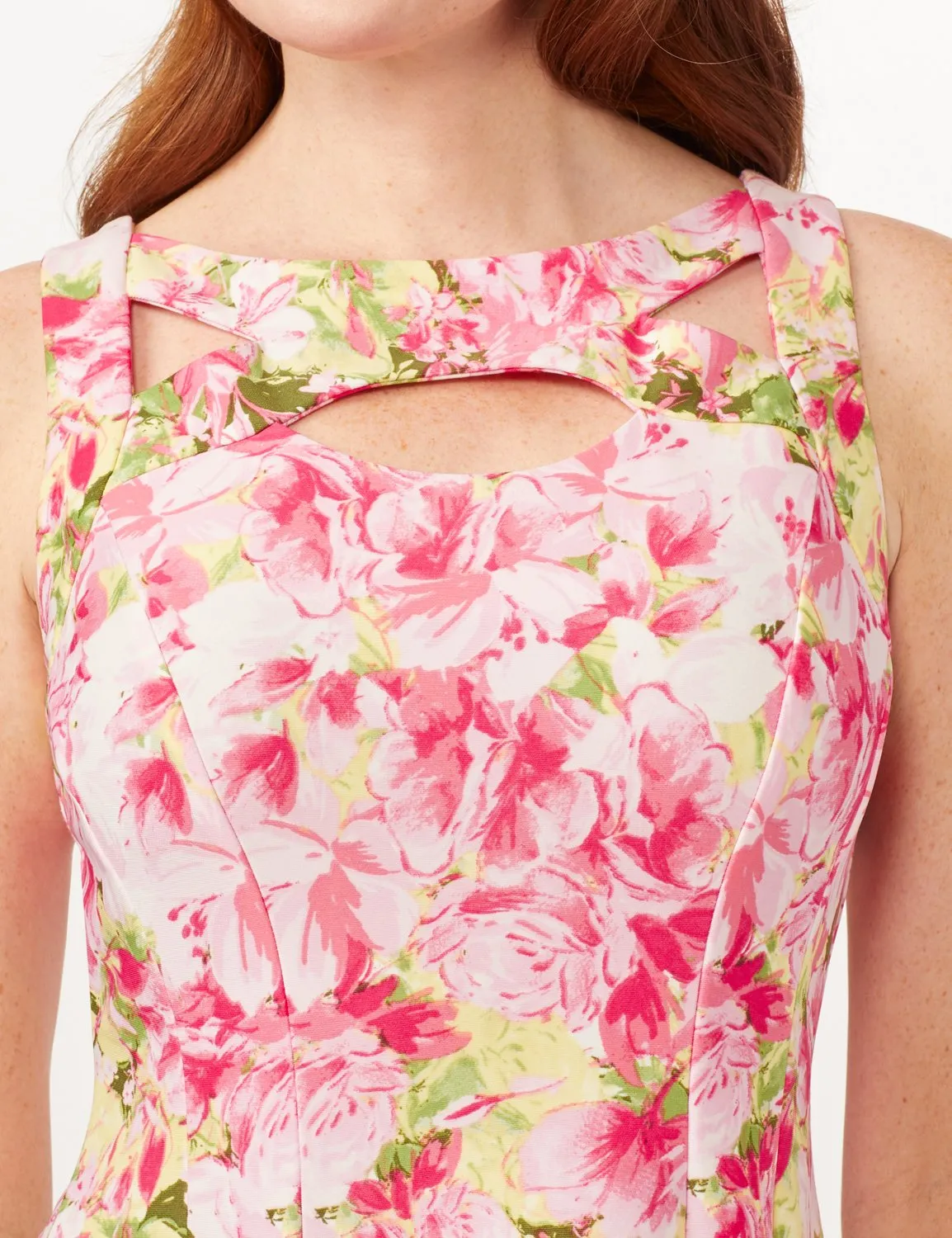 Cutout Neck Scuba Fit and Flare Dress