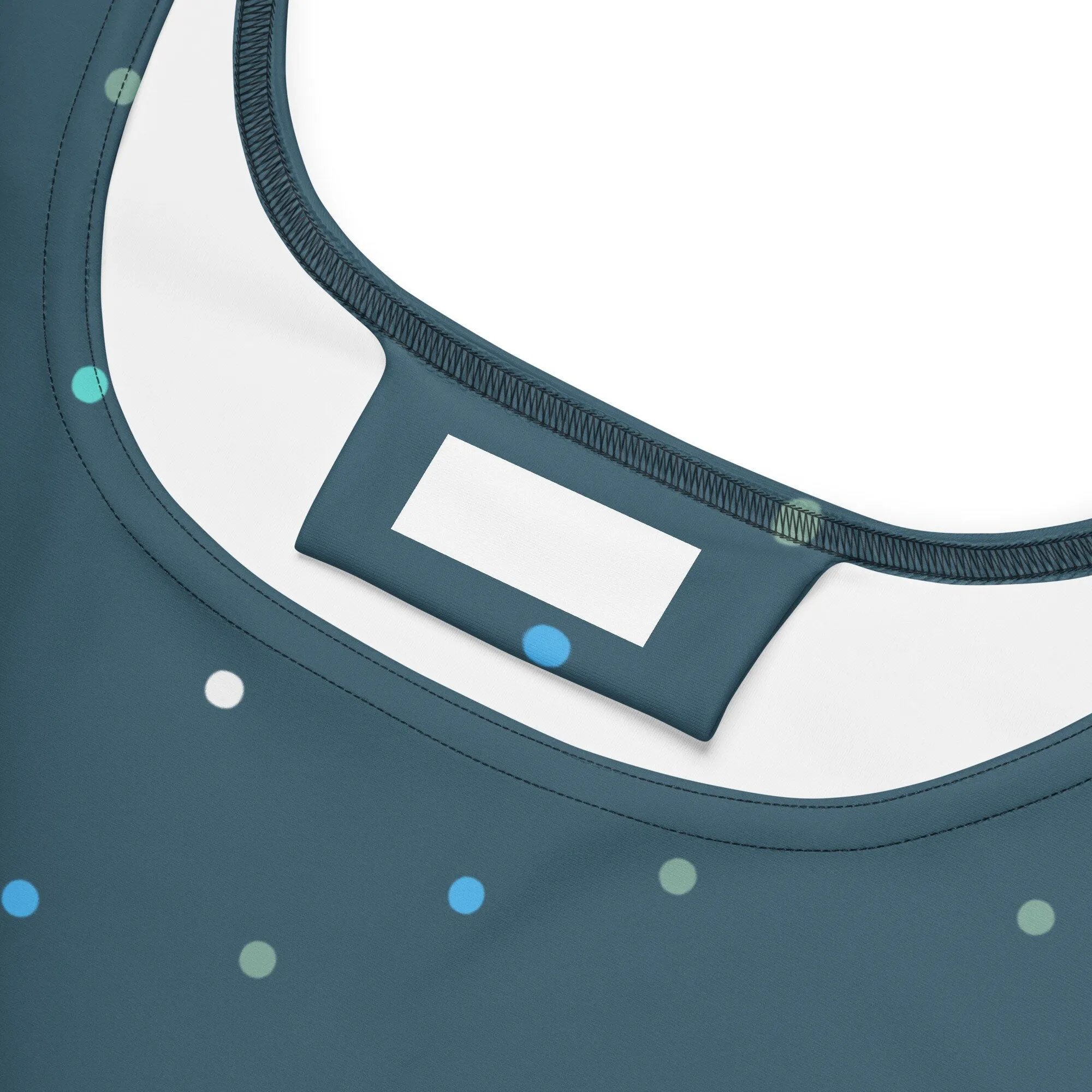 Dark Winter Blue Polka Dot Tank Top Skater Circle Dress