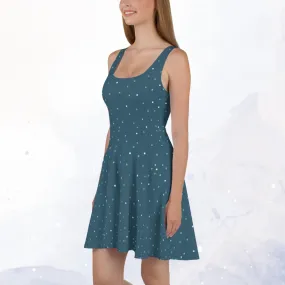 Dark Winter Blue Polka Dot Tank Top Skater Circle Dress