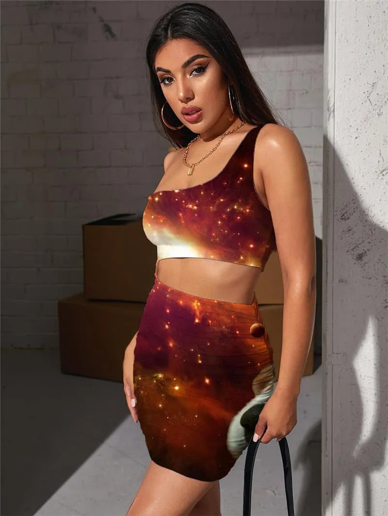 Dog Dresses Women Galaxy Vestido Sexy Space 3d Print Universe Hollow out Dresses