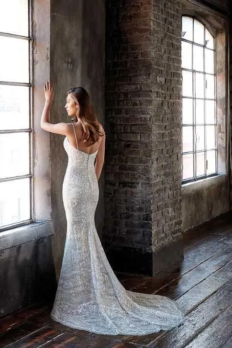 EddyK CT249  Beaded Sheath Wedding Gown - Off The Rack