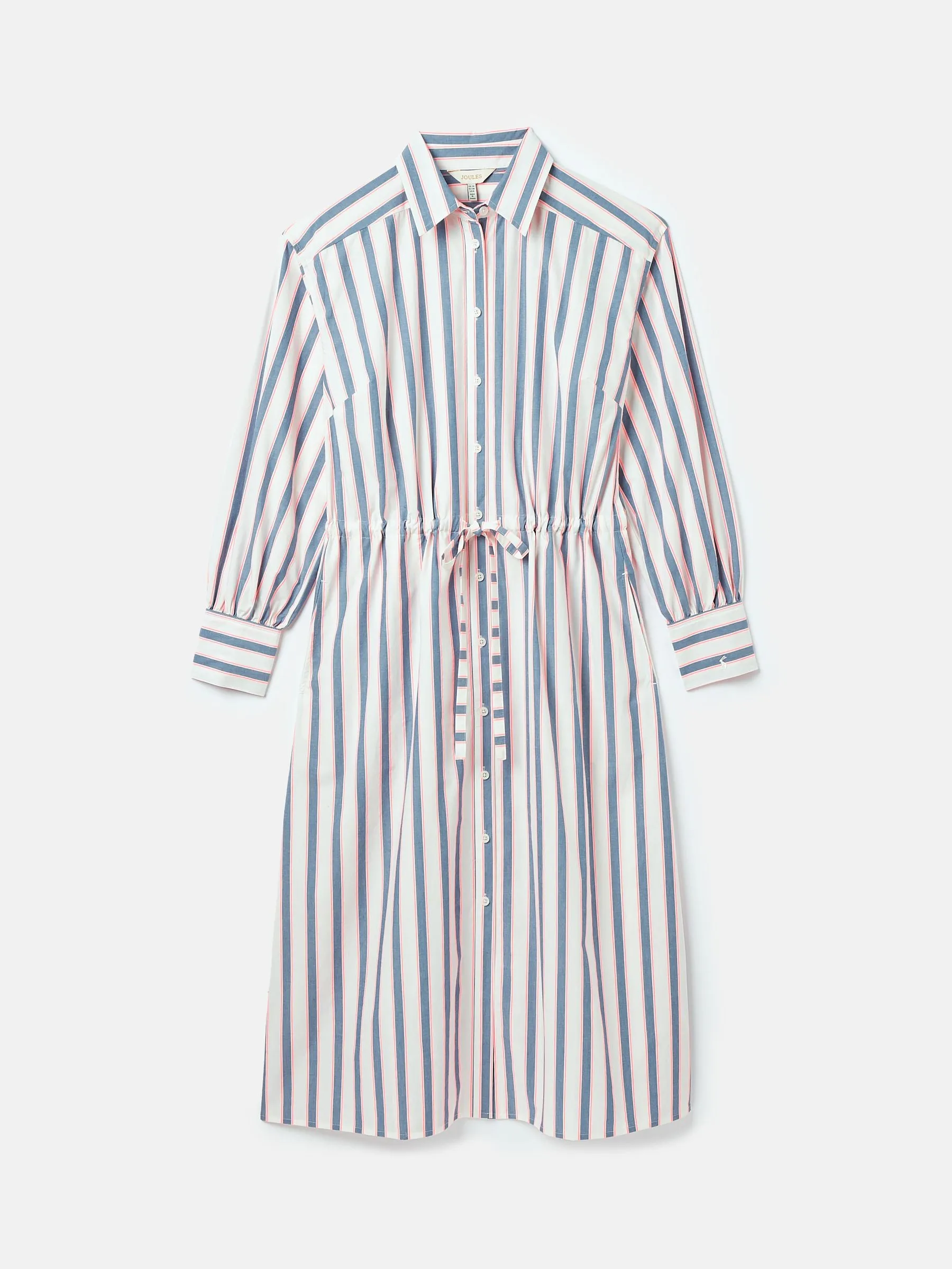 Francesca Blue Printed Tie Waist Shirt Dress