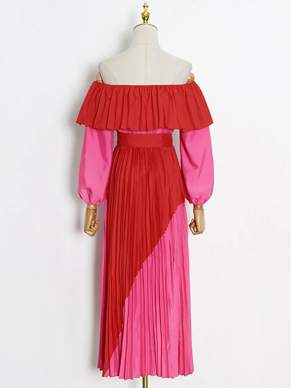 GAES Off The Shoulder Pleated Maxi Dress