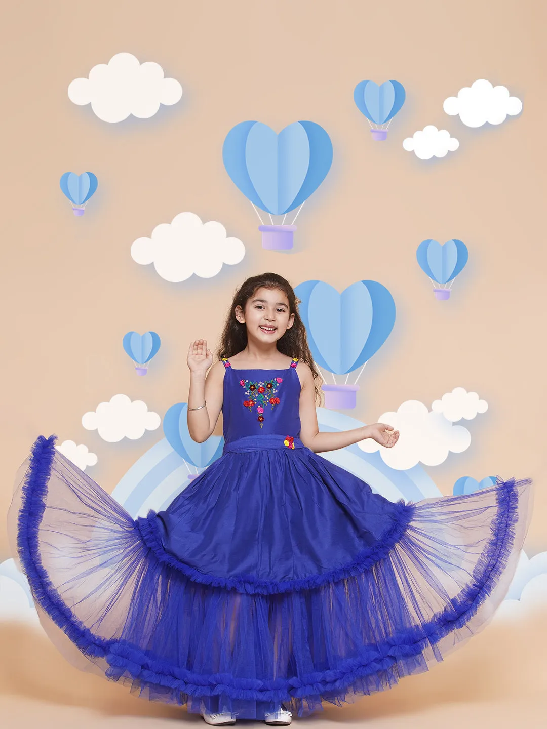 Girl's Floral Embroidered Satin Fit & Flare  Dress - Bitiya By Bhama