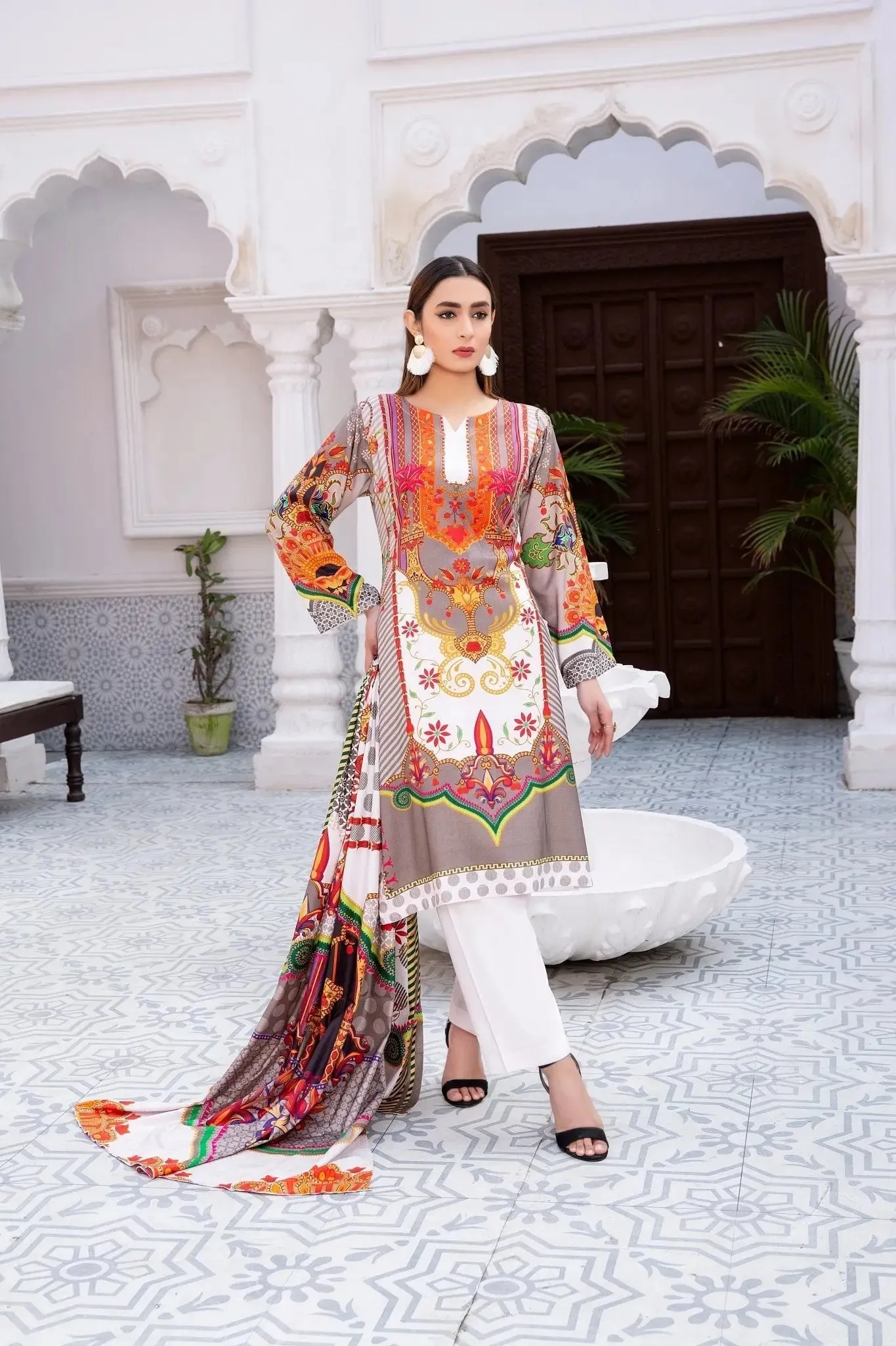 IshDeena Pakistani Linen Salwar Kameez Indian Dresses for Women Ready to Wear 3 Pieces