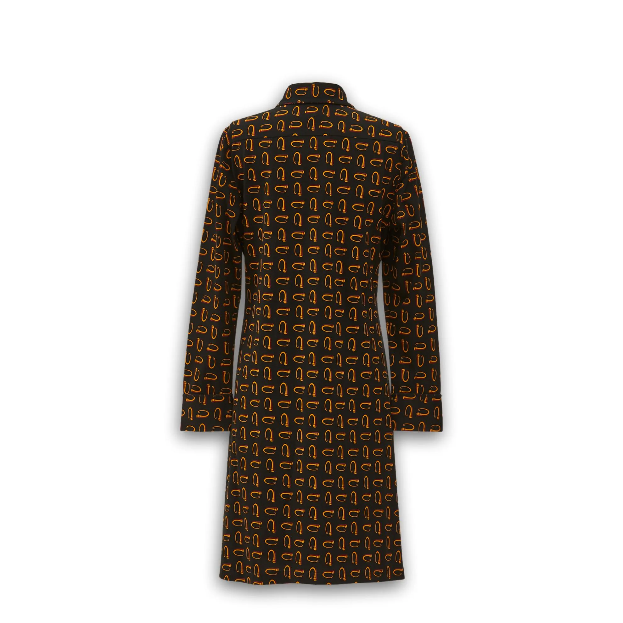 J. Peterman Women's Relaxed Fit Horseshoe Printed Shirtdress - Black