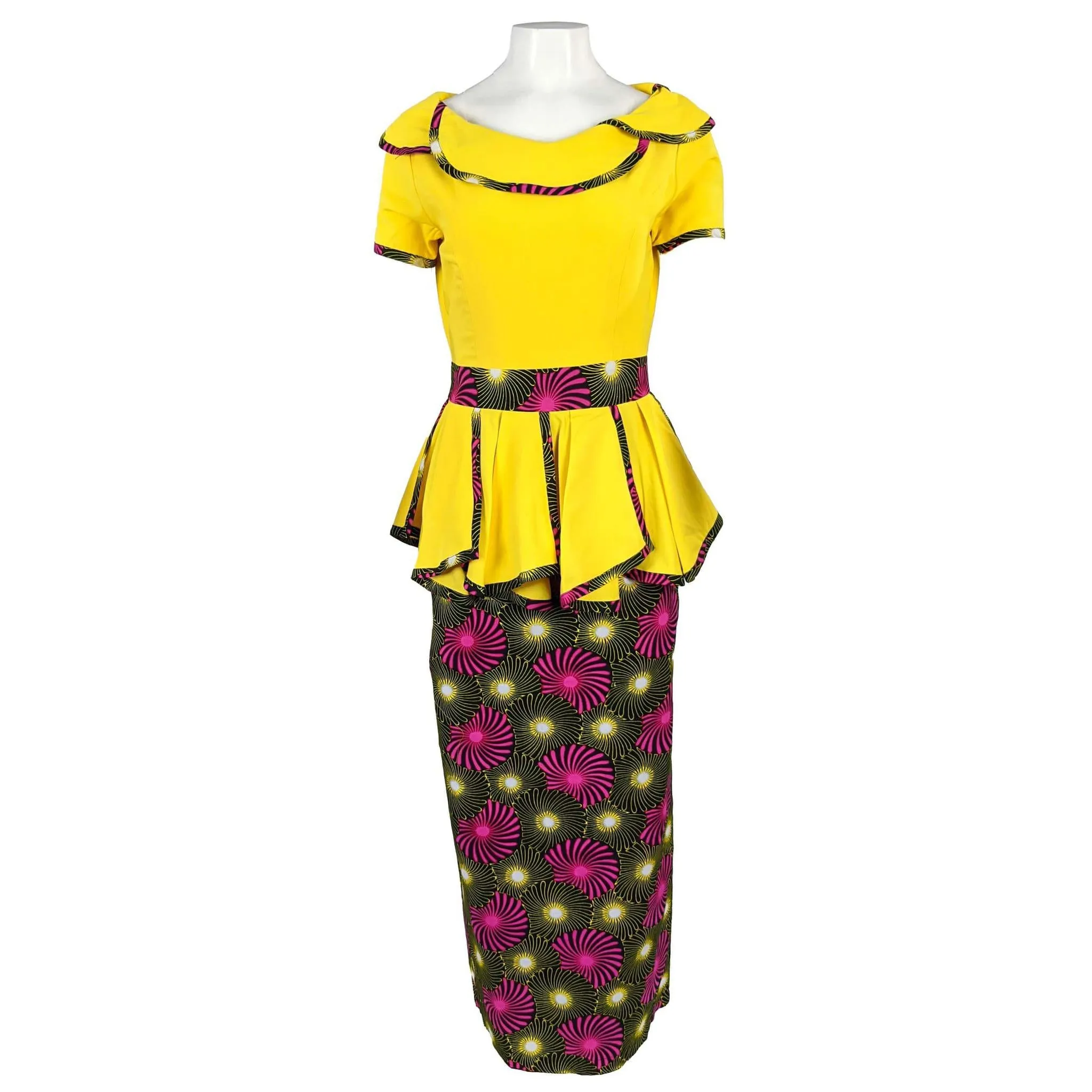 Long Cotton & Wax Peplum dress