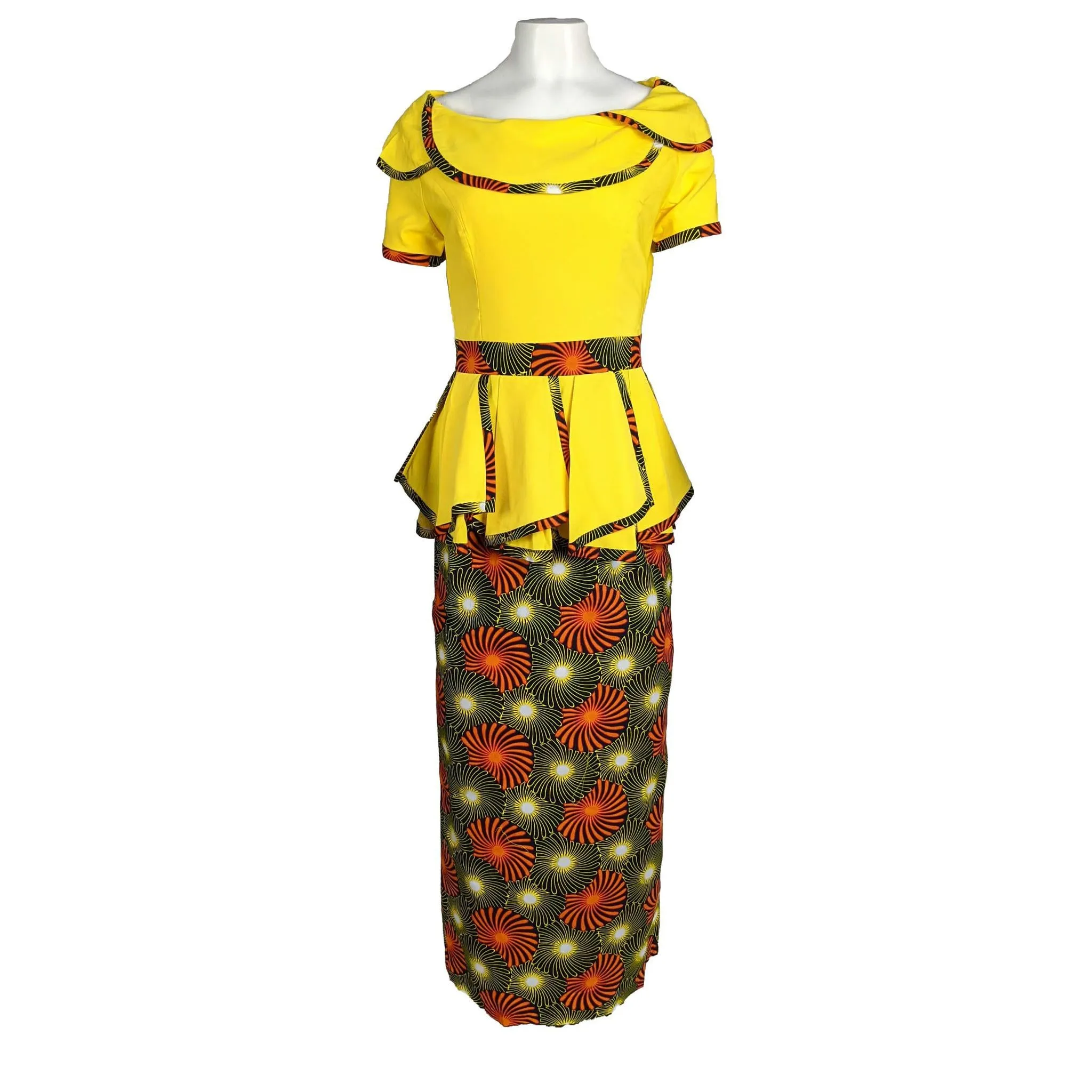 Long Cotton & Wax Peplum dress