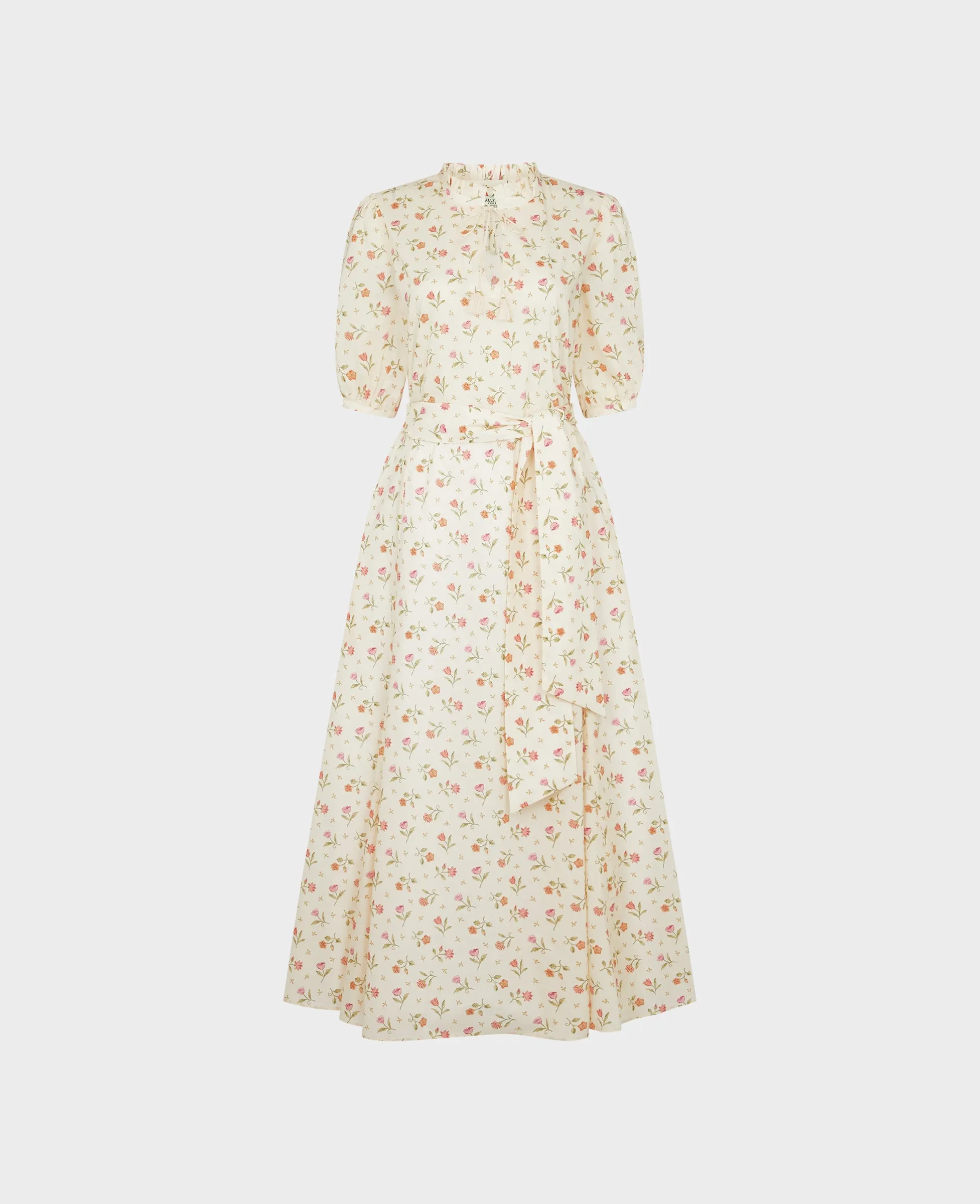 Luna Liberty Print Cotton Tie Neck Dress