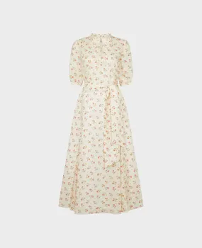 Luna Liberty Print Cotton Tie Neck Dress