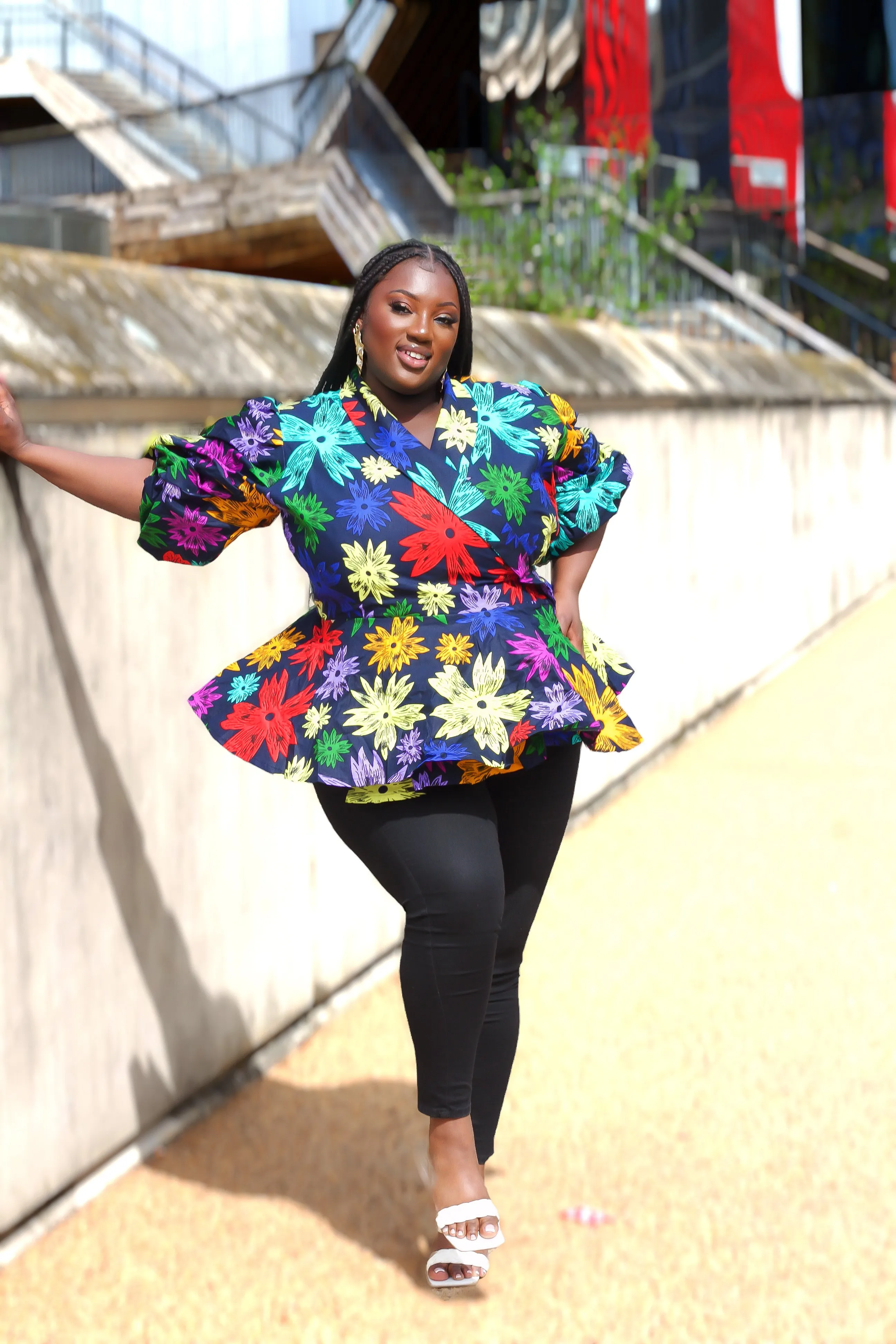 New in African Print Peplum Wrap Top - Ekene