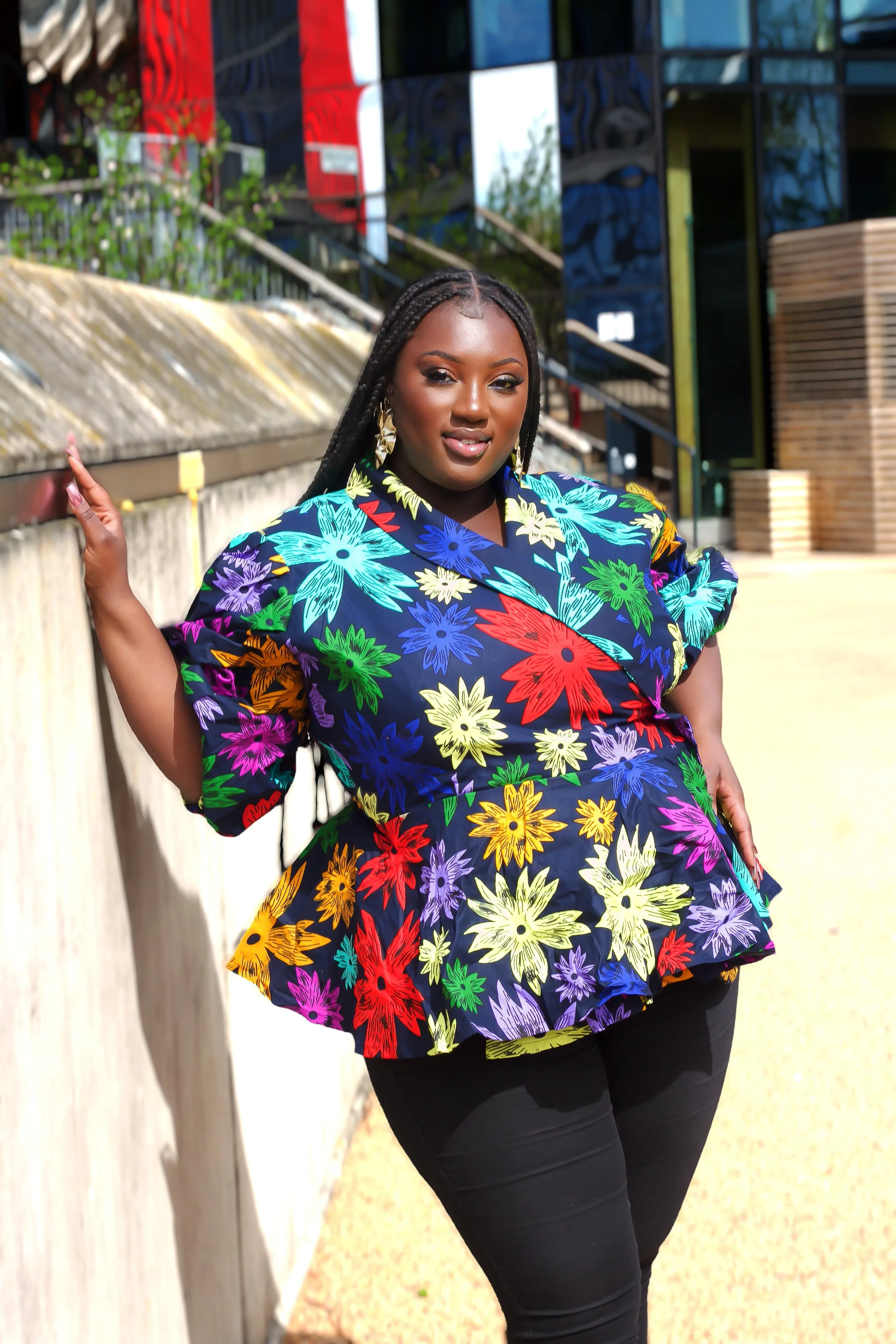New in African Print Peplum Wrap Top - Ekene