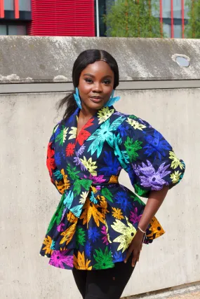 New in African Print Peplum Wrap Top - Ekene