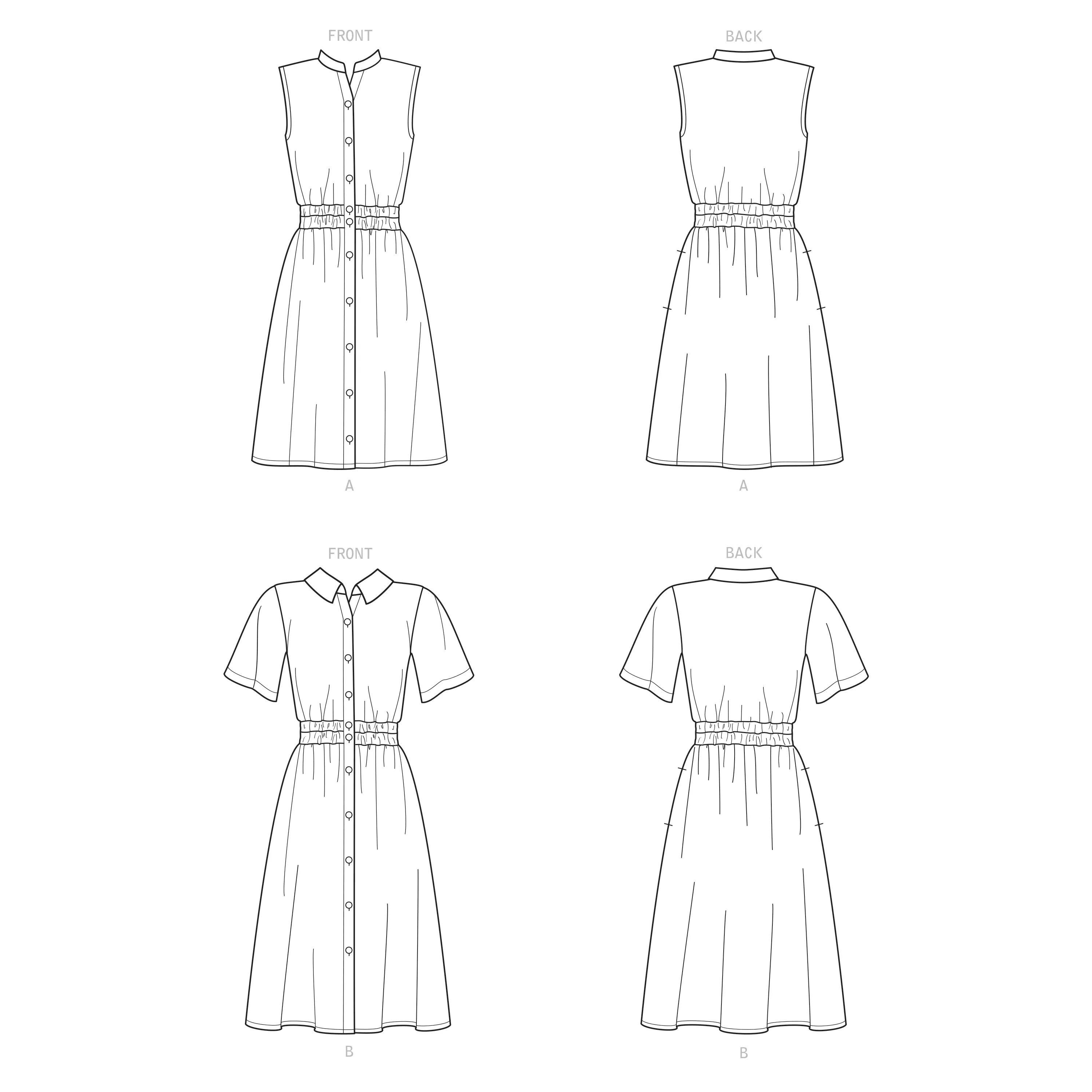 New Look Sewing Pattern N6651 - Misses' Button Front Dress With Elasticated Waist