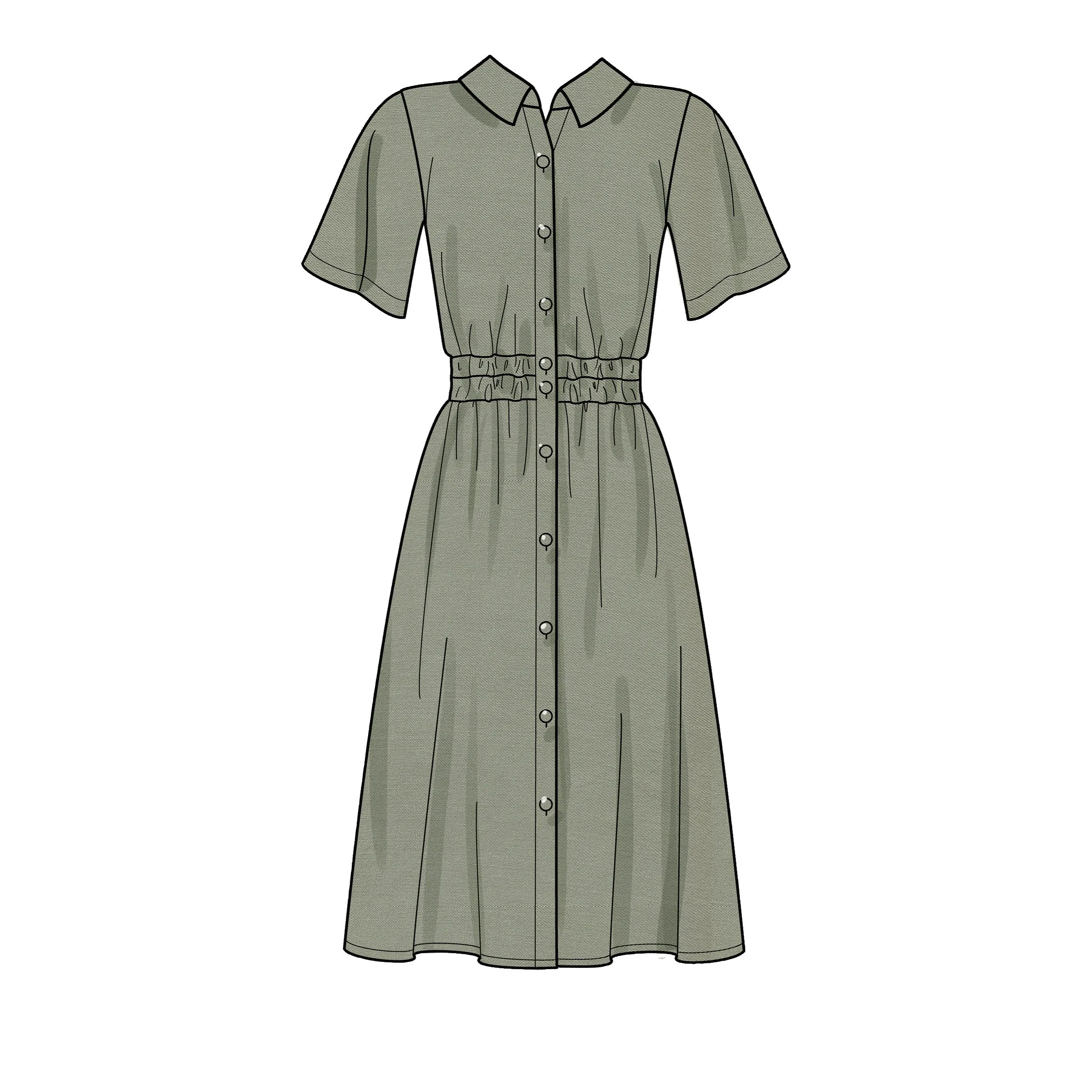 New Look Sewing Pattern N6651 - Misses' Button Front Dress With Elasticated Waist